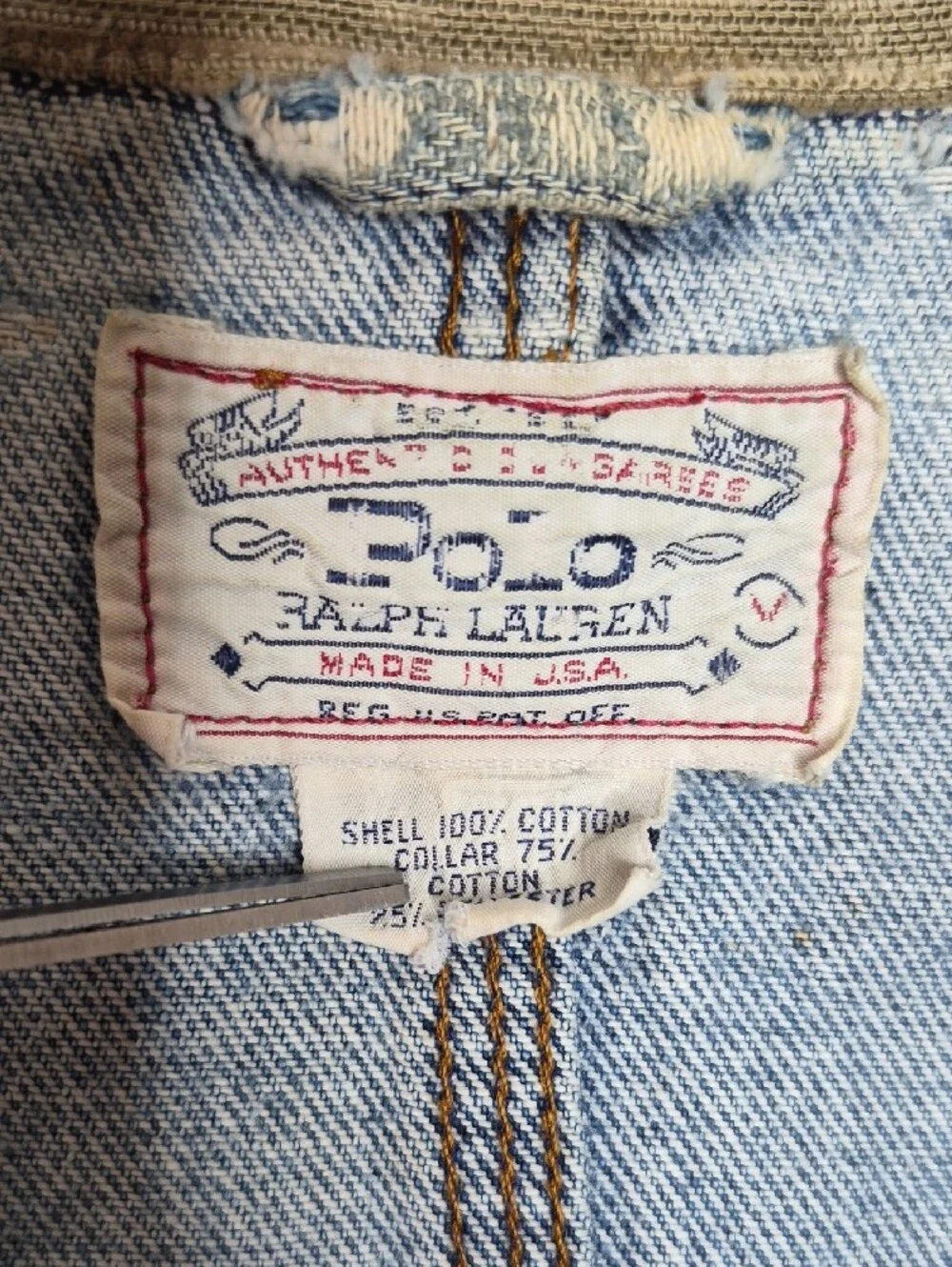 Vintage 80s Polo Ralph Lauren Made in USA Distressed Denim Jacket Medium